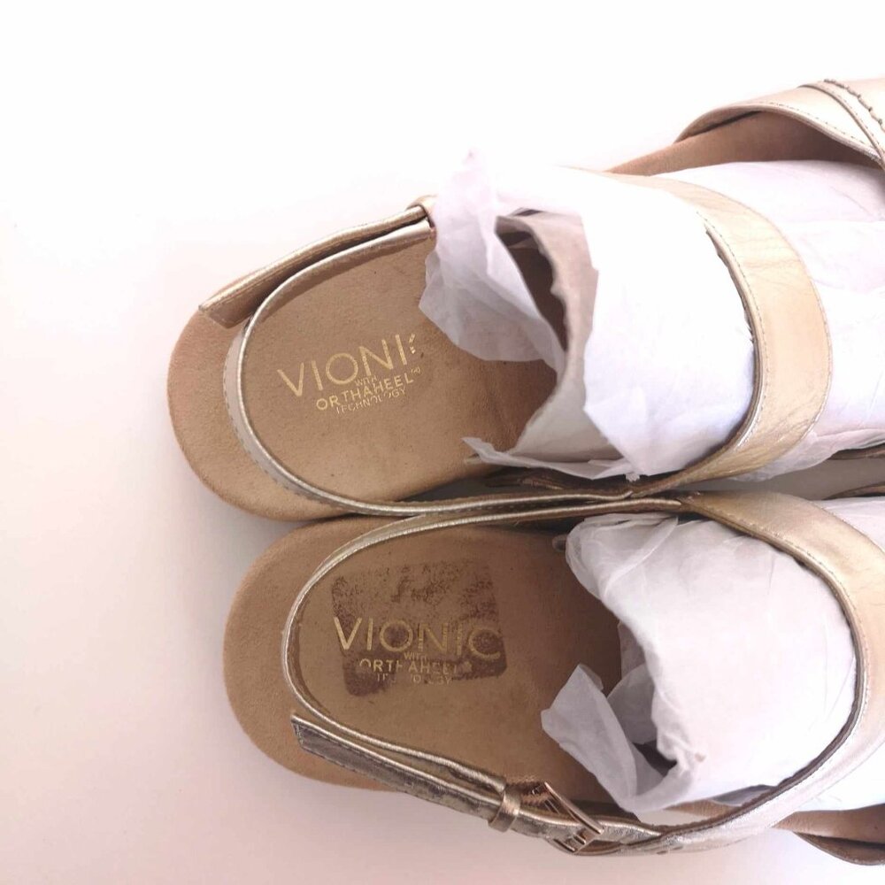 Vionic Havana Champagne Gold Leather Slingback Sandals Shoes Women's US Size 11 - Picture 13 of 13